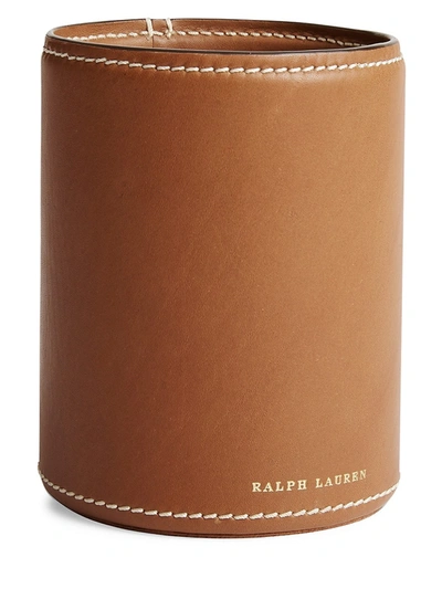 Shop Ralph Lauren Brennan Leather Pencil Cup In Saddle