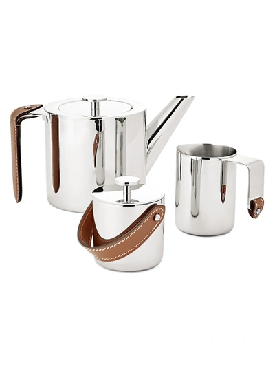 Shop Ralph Lauren Wyatt Stainless Steel 3-piece Tea Set