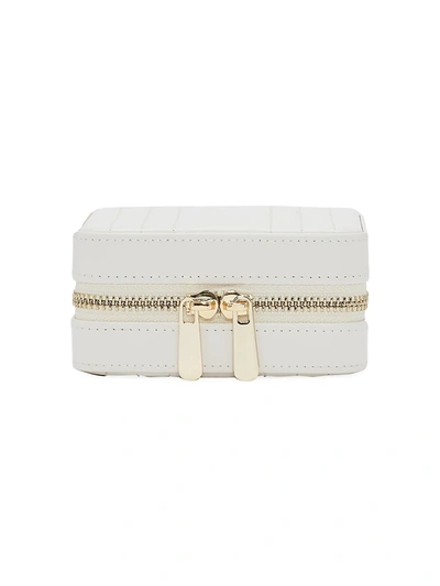 Shop Wolf Maria Square Quilted Leather Zip Jewelry Case In White