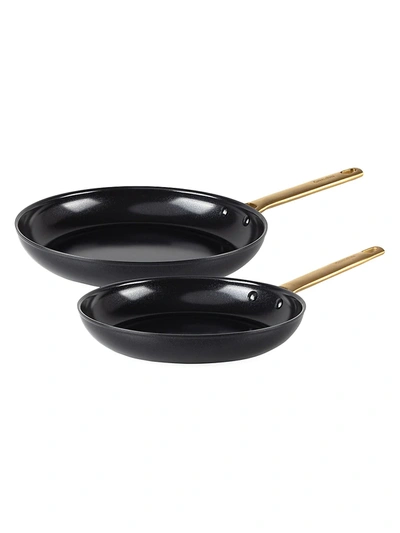 Shop Greenpan Reserve 2-piece 10-inch & 12-inch Nonstick Ceramic & Stainless Steel Fry Pan Set In Black