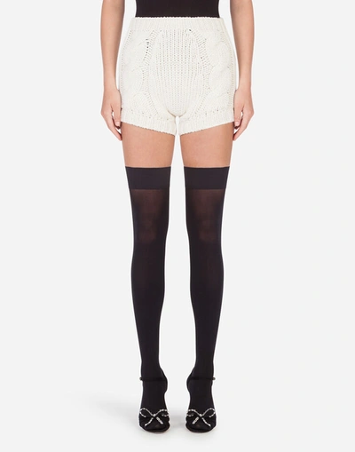 Shop Dolce & Gabbana Cable-knit Shorts In White