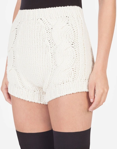 Shop Dolce & Gabbana Cable-knit Shorts In White