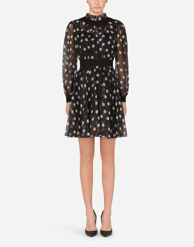 Shop Dolce & Gabbana Short Polka-dot-print Organza Dress