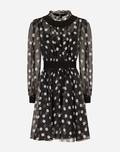 Shop Dolce & Gabbana Short Polka-dot-print Organza Dress