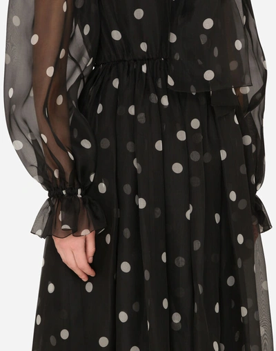Shop Dolce & Gabbana Polka-dot-print Organza Calf-length Dress In Multicolor