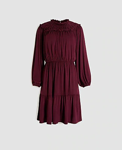 Shop Ann Taylor Tall Ruffle Collar Flare Dress In Mauve Rose