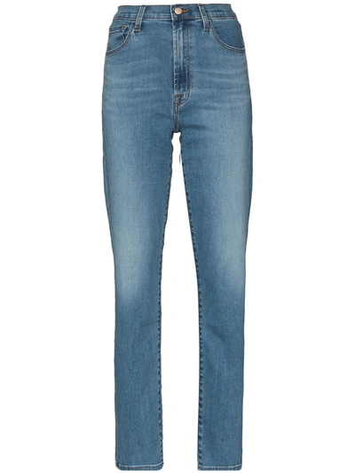 Shop J Brand Teagan High-waist Straight-leg Jeans In Blue