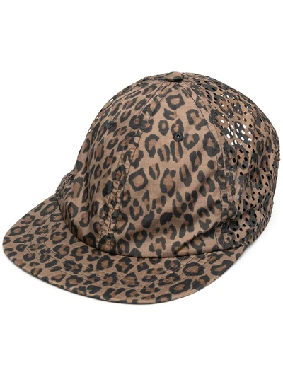 Shop Satisfy Leopard-print Perforated Cap In Brown