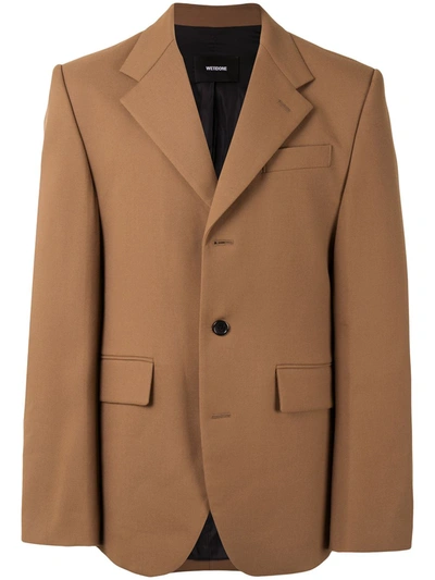 Shop We11 Done Peak-lapel Single-breasted Blazer In Brown