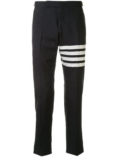 Shop Thom Browne 4-bar Low-rise Trousers In 415 Navy