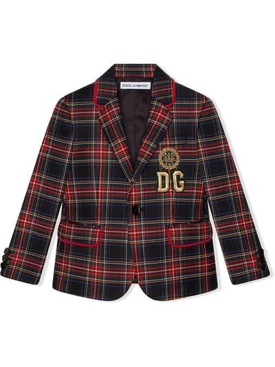 Shop Dolce & Gabbana Check-print Blazer In Red