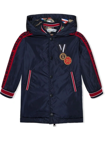 Shop Dolce & Gabbana Logo Patch Jacket In Blue