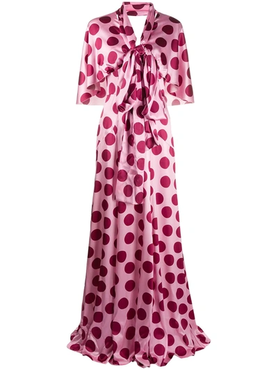 Shop Dolce & Gabbana Polka Dot Long Dress In Pink
