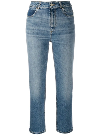 Shop Dorothee Schumacher Cropped Straight Leg Jeans In Blue