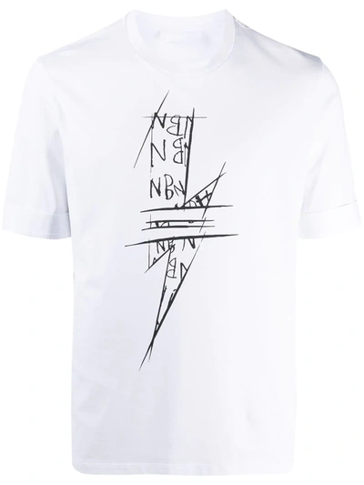 Shop Neil Barrett Thunderbolt Print T-shirt In White