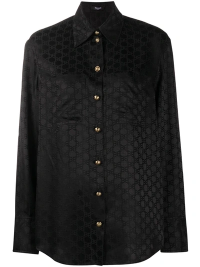 Shop Balmain Jacquard-woven Shirt In Black
