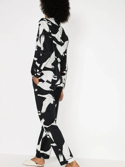 Shop Desmond & Dempsey Leda Swan Print Pyjamas In Black