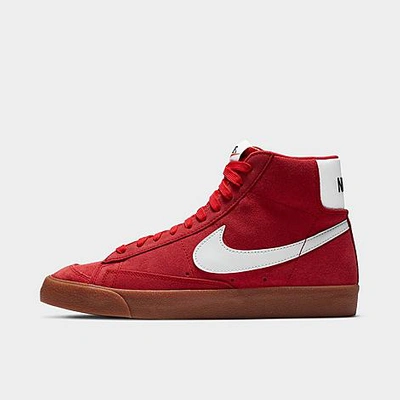 Shop Nike Men's Blazer Mid '77 Suede Casual Shoes In University Red/gum Medium Brown/black/white