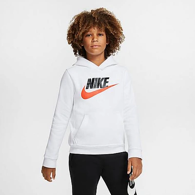 Shop Nike Kids' Sportswear Hbr Club Fleece Hoodie In White/black