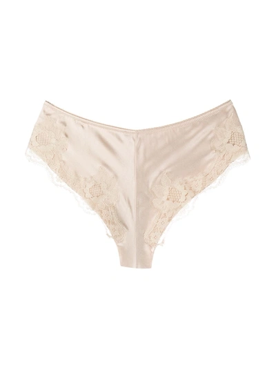 Shop Dolce & Gabbana Lace-embellished Mid-rise Briefs In Neutrals