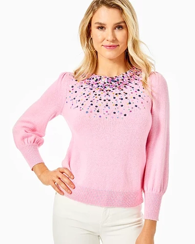 Shop Lilly Pulitzer Ginny Sequin Sweater In Pink Blossom Confetti Sequin