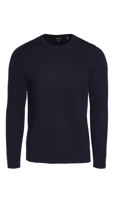 Shop Theory Hilles Cashmere Crew Neck Sweater In Baltic