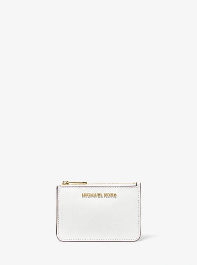 Michael Kors Jet Set Travel Small Saffiano Leather Coin Pouch In White