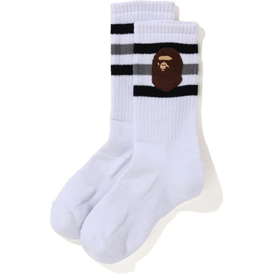 Pre-owned Bape  A Bathing Ape Men Ape Head Socks White