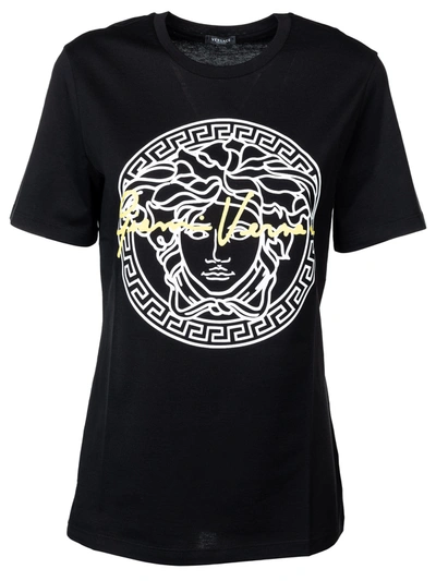 Shop Versace Logo Print T-shirt In White/gold