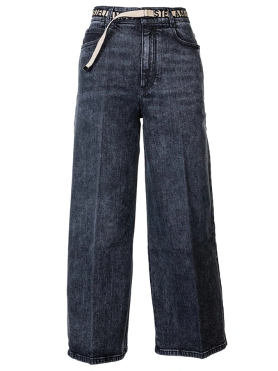 Shop Stella Mccartney Waist Logo Straight Jeans In Vintage Black