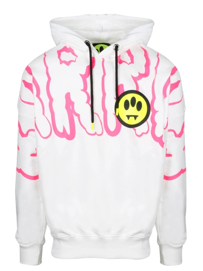 Shop Barrow Logo Fluo Over Hoodie In White