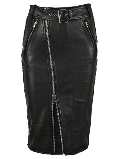 Shop Balenciaga Leather Pencil Skirt In Black