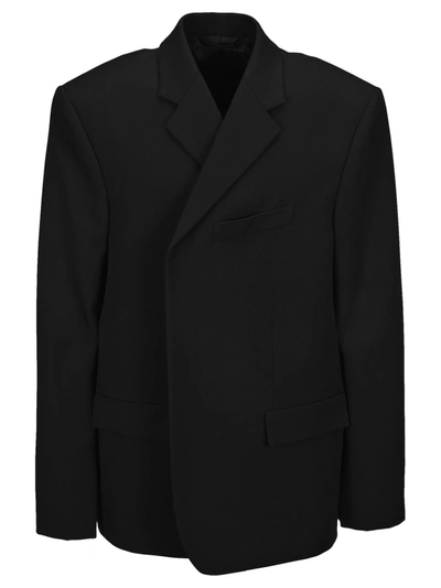 Shop Balenciaga Oversize Wool Blazer In Black