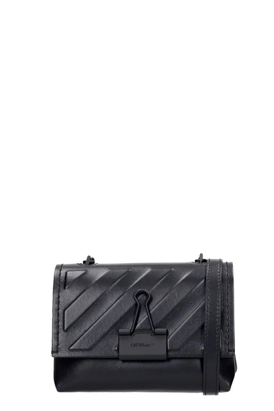Shop Off-white Diag Embossed Shoulder Bag In Black Leather