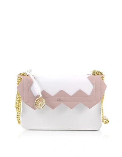 Shop Blumarine Color Block Zig-zag Shoulder Bag In White