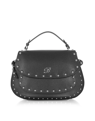 Shop Blumarine Andrea Black Leather Top Handle Bag