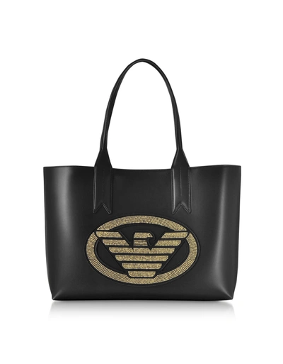 Shop Emporio Armani Signature Medium Tote Bag In Black