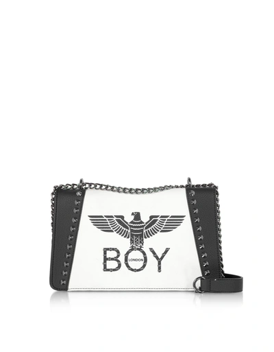 Shop Boy London Black & White Synthetic Leather Shoulder Bag