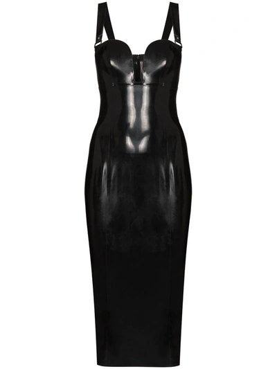 Shop Saint Laurent Plunge V-neck Fitted Dress In Black