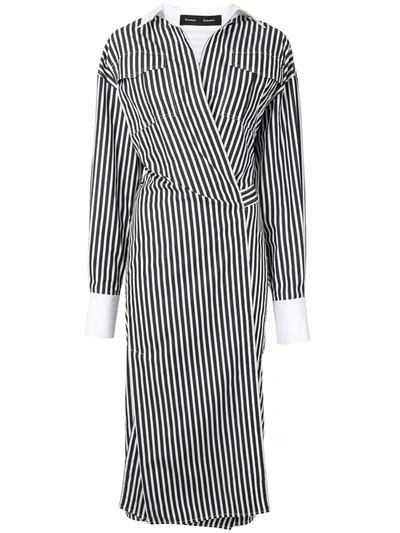 Shop Proenza Schouler Striped Wrap Shirt Dress In Black