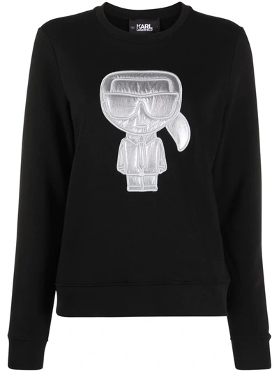 Shop Karl Lagerfeld Quilted Karl Sweatshirt In Black