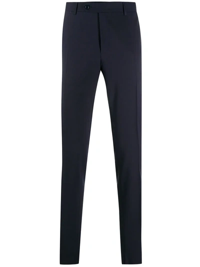 Shop Canali Slim-fit Tailored Trousers In Blue