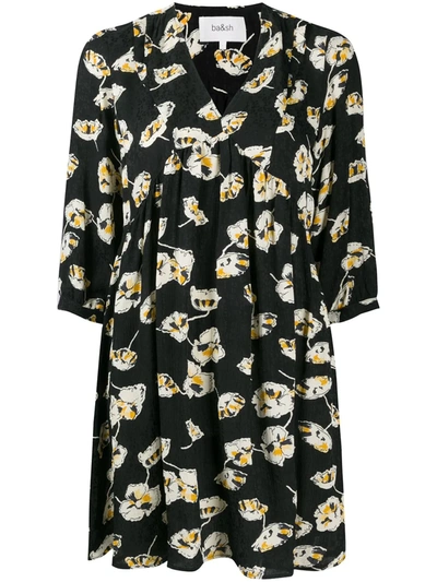 Shop Ba&sh Floral-print Pleated Shift Dress In Black