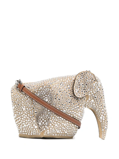 Shop Loewe Elephant-shape Crystal-embellished Crossbody Bag In Gold