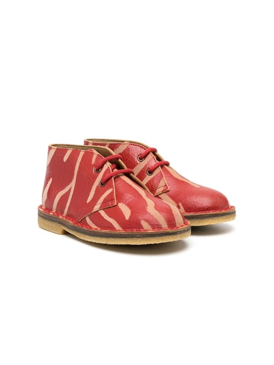 Pèpè Tiger Print Ankle Boots In Red