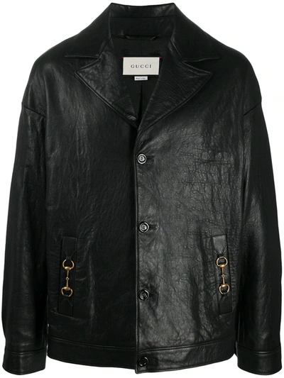 Shop Gucci Horsebit-detailed Jacket In Black