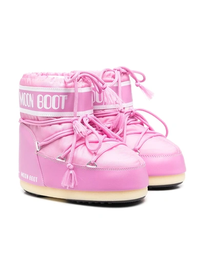 Shop Moon Boot Logo Padded Snow Boots In Pink