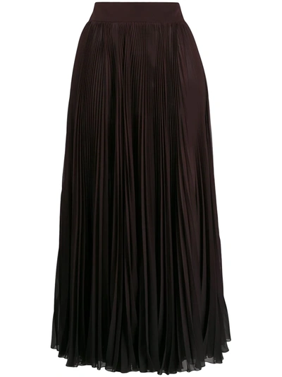 Shop Dolce & Gabbana Pleated Chiffon Skirt In Brown
