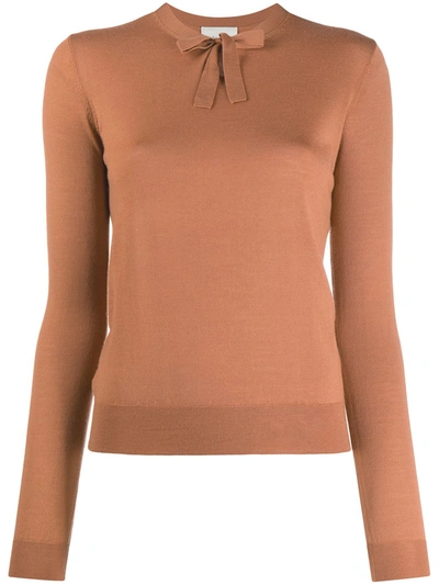 Shop Forte Forte Bow-detail Long-sleeve Jumper In Neutrals