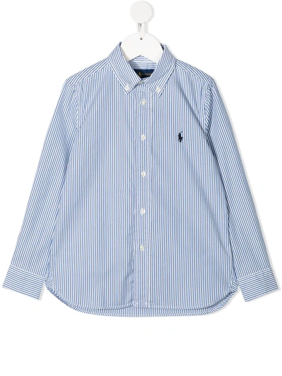 Shop Ralph Lauren Logo-patch Stripe Shirt In Blue